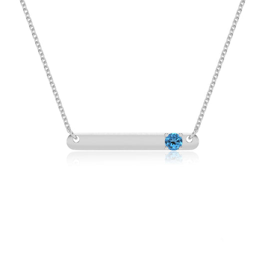 natural swiss-blue-topaz round bar v-bale necklaces in sterling silver