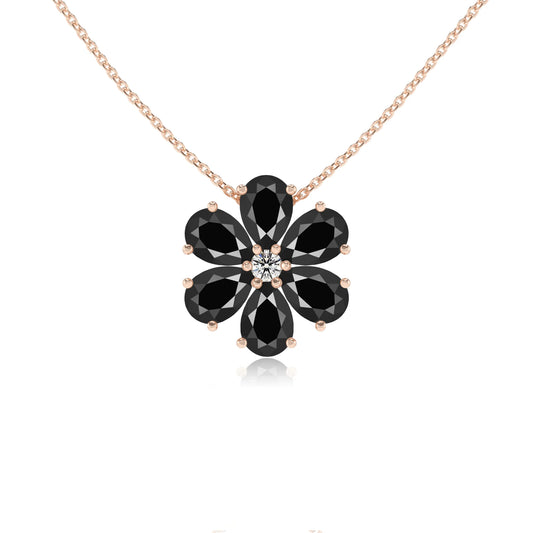 natural black-onyx pear solitaire necklaces in rose gold