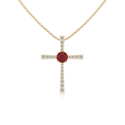lab grown ruby round infinity necklaces in yellow gold