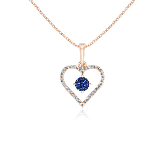 lab grown blue-sapphire round infinity necklaces in rose gold