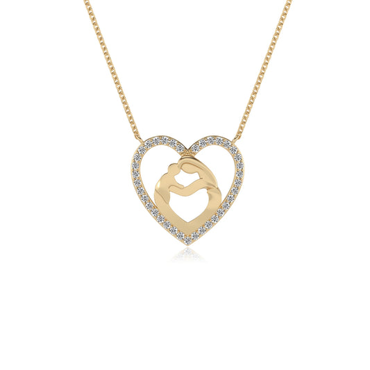 lab grown moissanite round necklaces in yellow gold