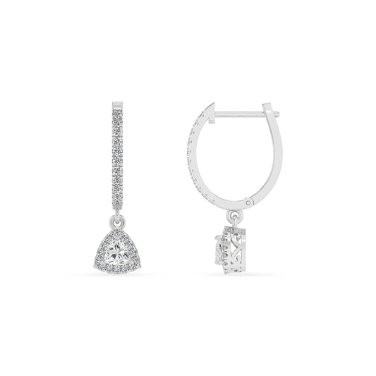 lab grown moissanite trillion drop earrings in sterling silver