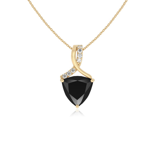 natural black-onyx trillion solitaire necklaces in yellow gold