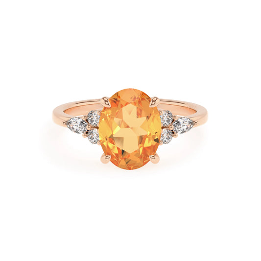 lab grown citrine oval solitaire rings in rose gold