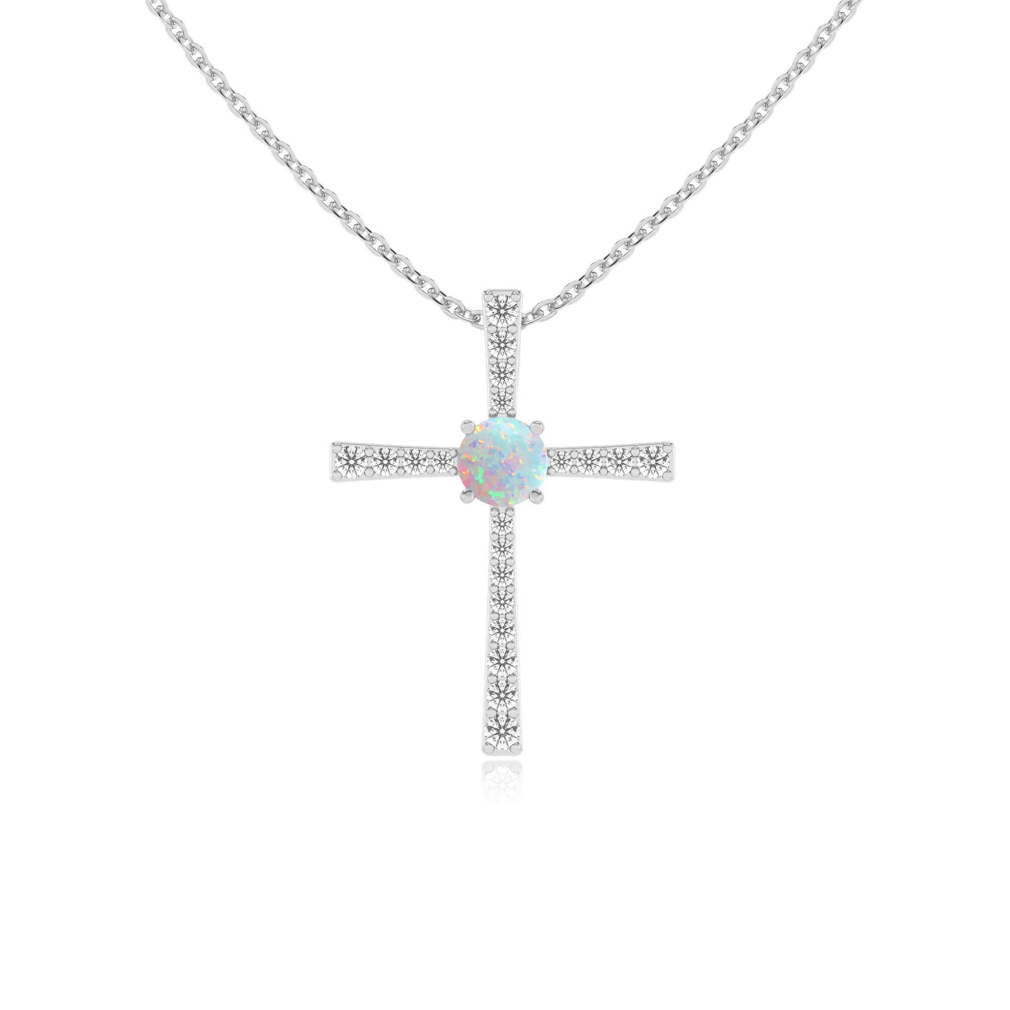 lab grown opal round infinity necklaces in sterling silver