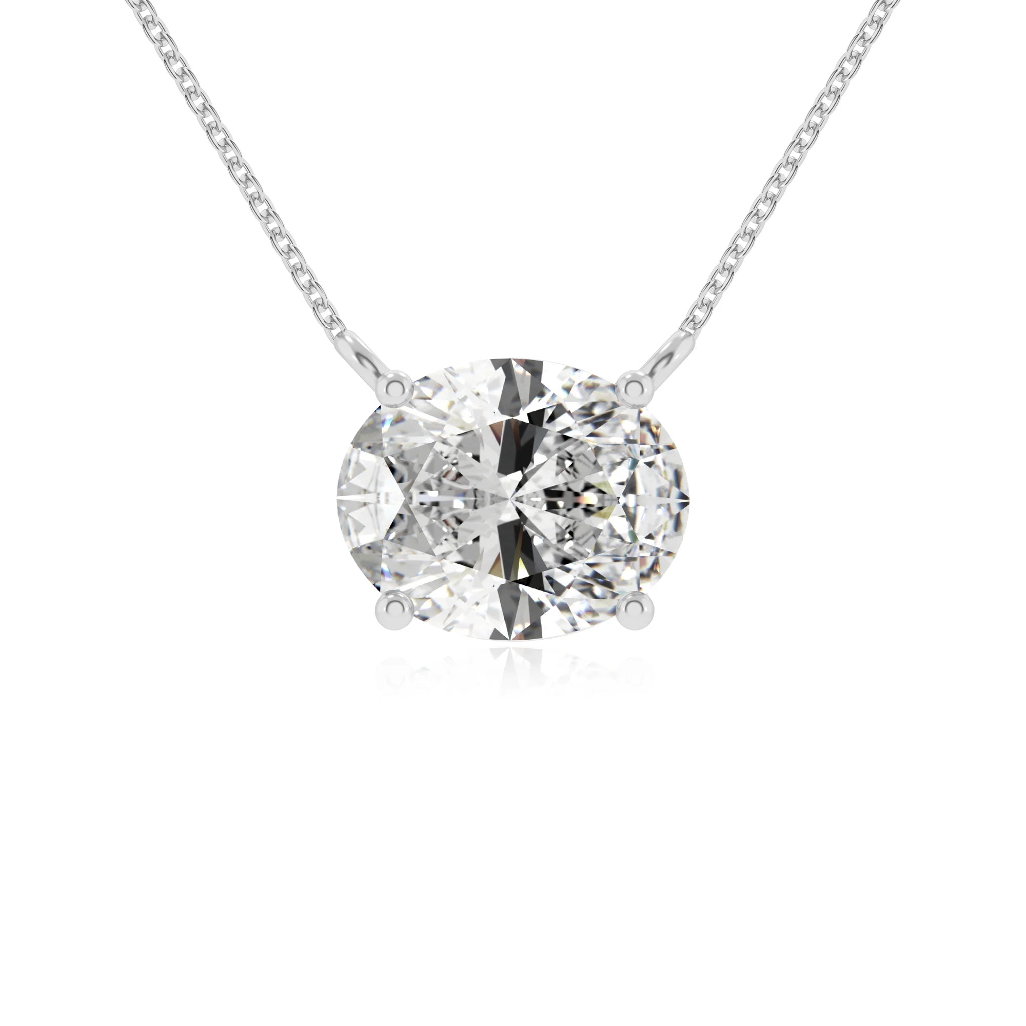 lab grown moissanite oval solitaire necklaces in platinum