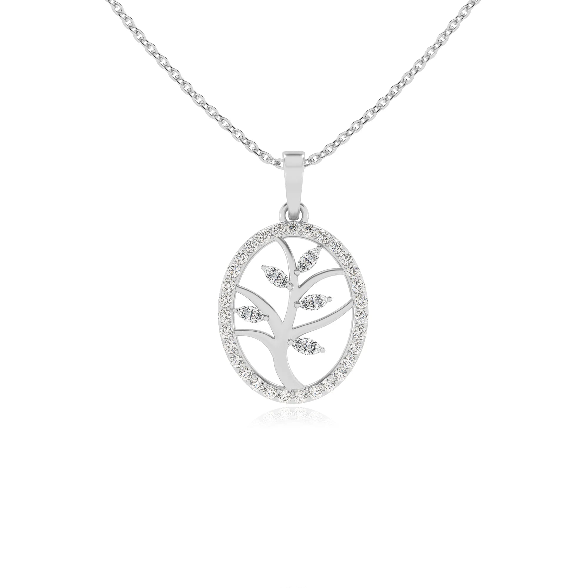 lab grown moissanite marquise infinity necklaces in white gold