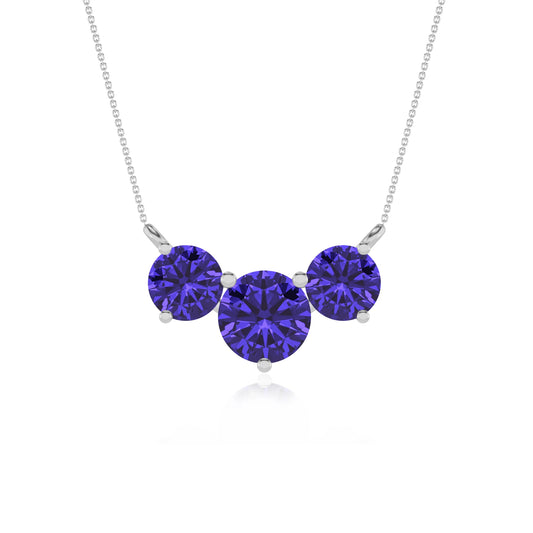 lab grown tanzanite round solitaire v-bale necklaces in platinum