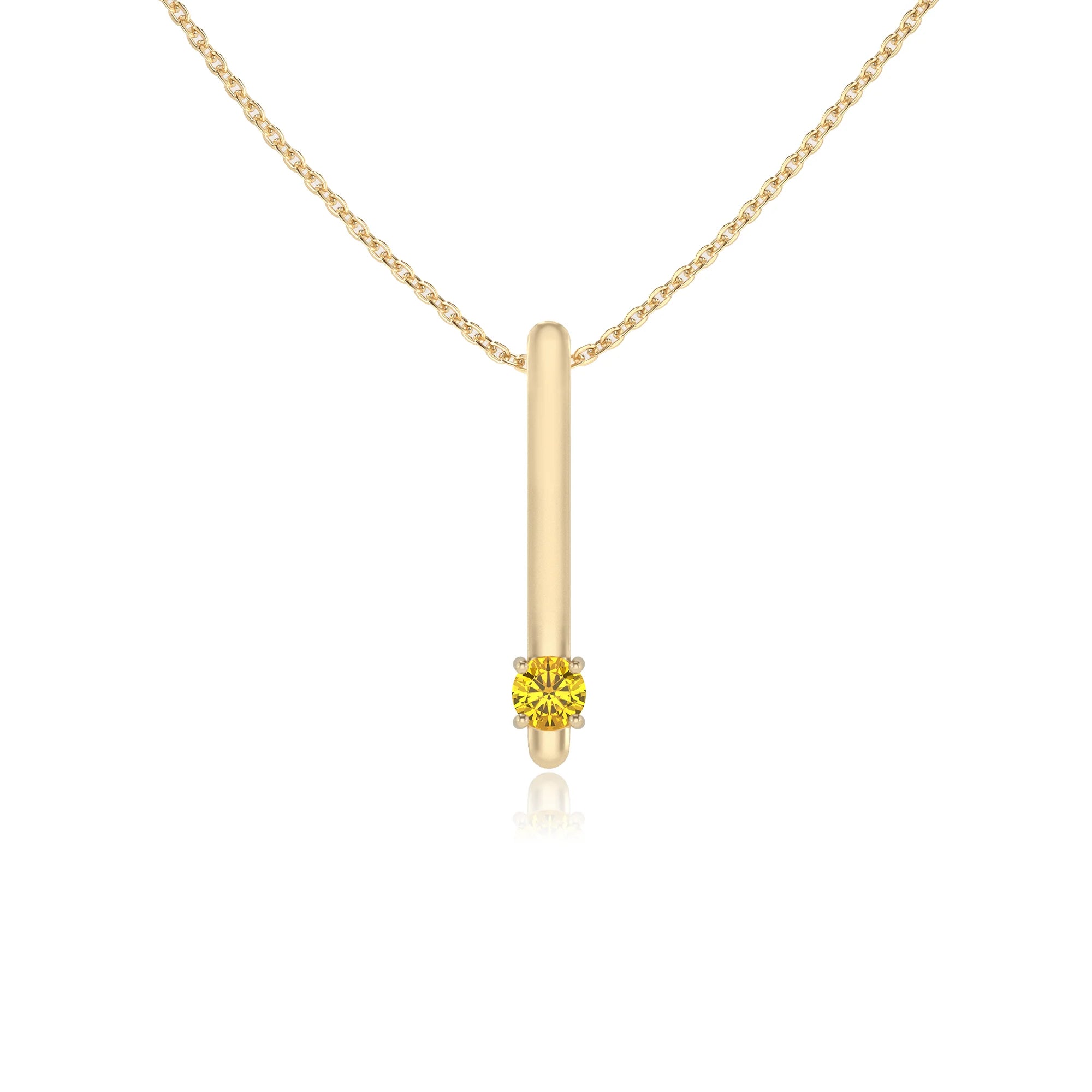 lab grown yellow-sapphire round bar necklaces in yellow gold