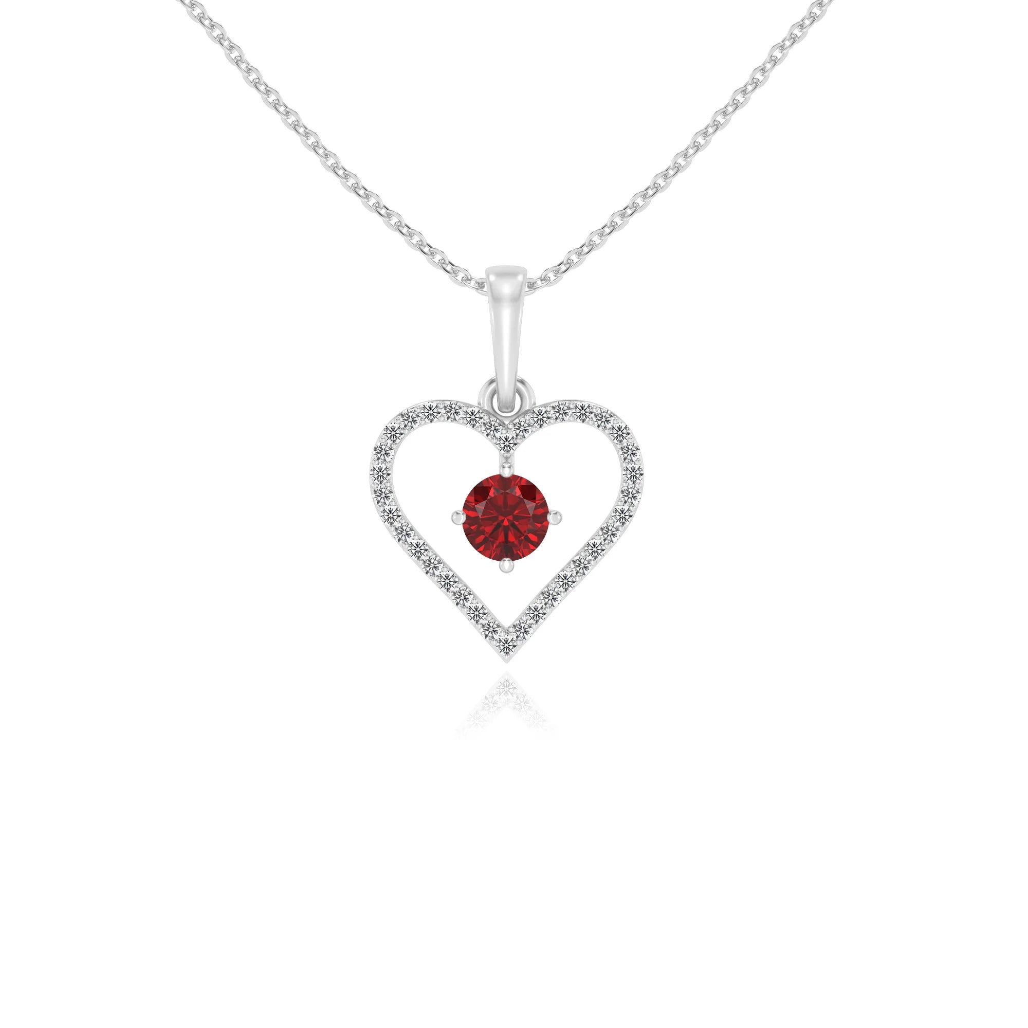 lab grown ruby round infinity necklaces in platinum