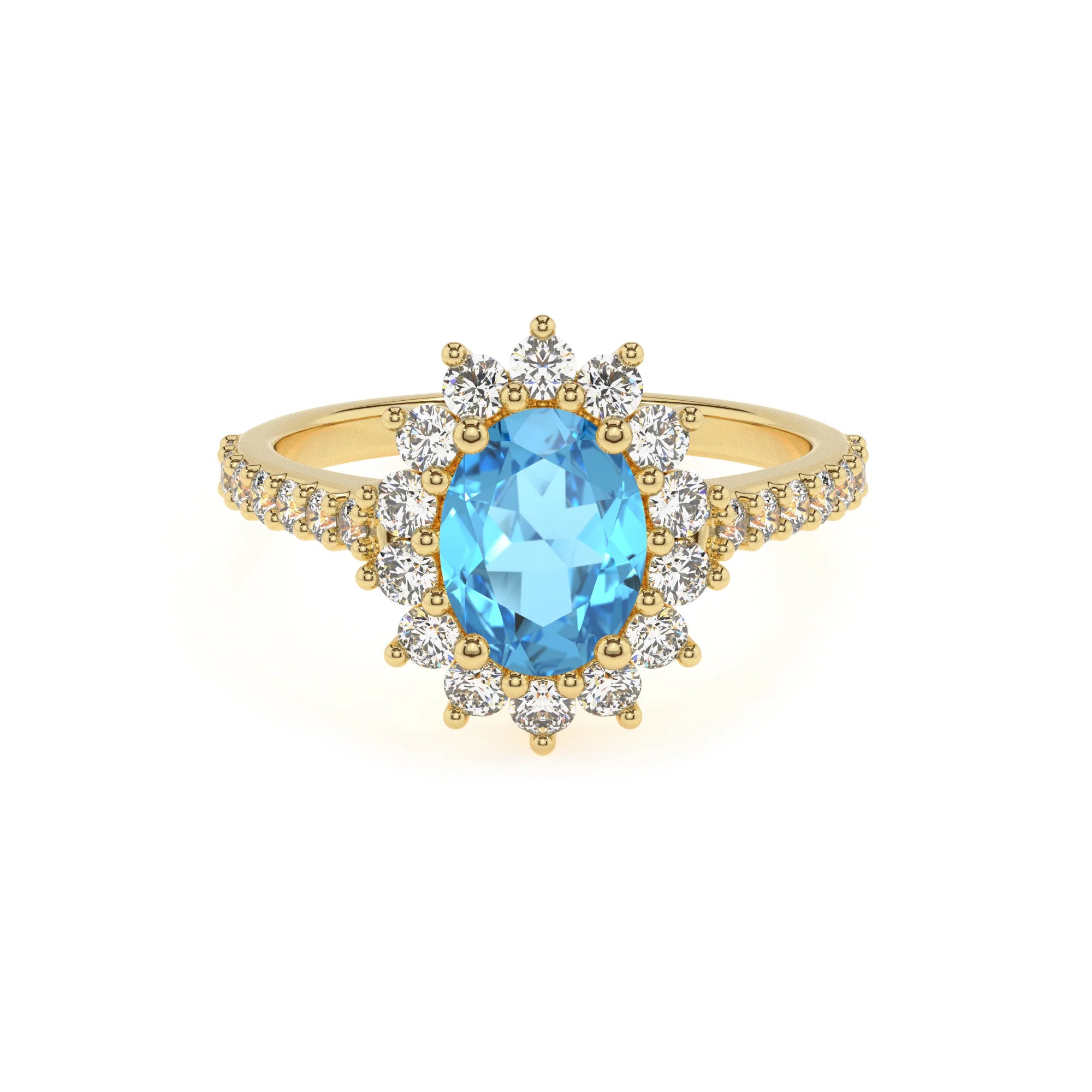 natural swiss-blue-topaz oval solitaire rings in yellow gold