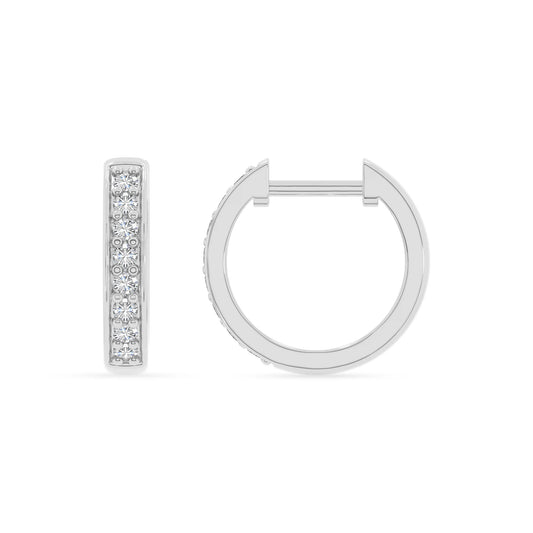 lab grown moissanite round hoop earrings in sterling silver