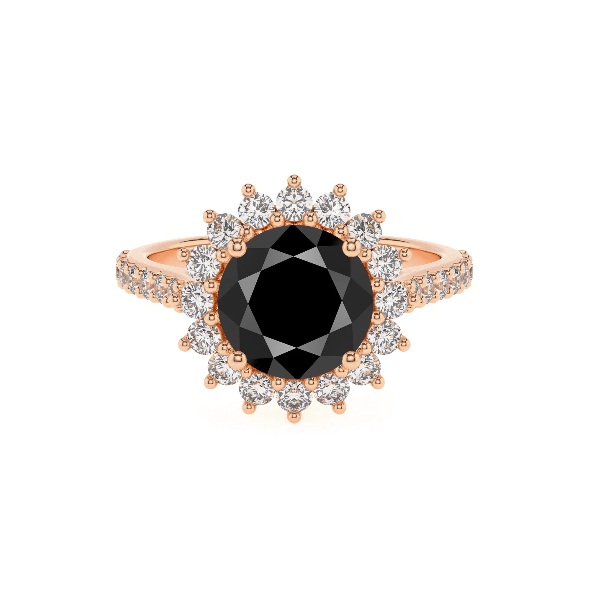 natural black-onyx round solitaire rings in rose gold
