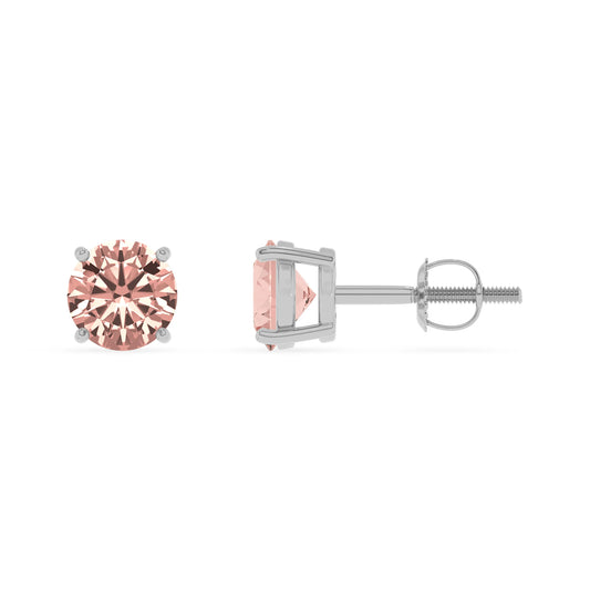 lab grown morganite round stud earrings in sterling silver