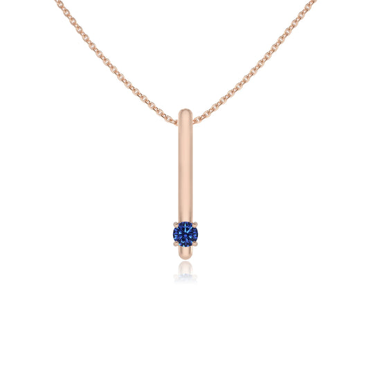 lab grown blue-sapphire round bar necklaces in rose gold