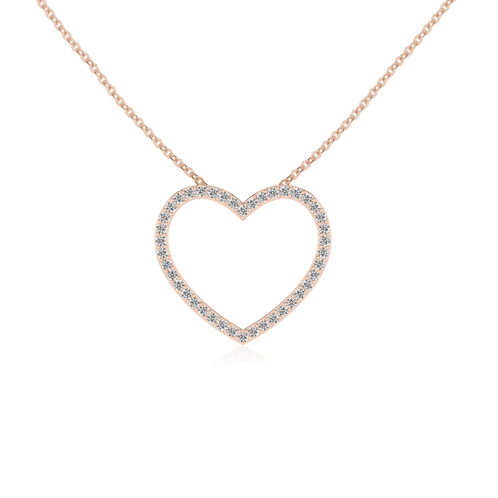 lab grown moissanite round necklaces in rose gold