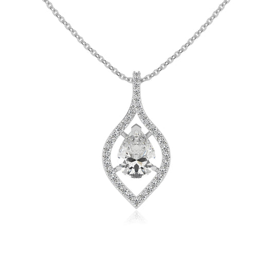 lab grown moissanite pear infinity necklaces in platinum