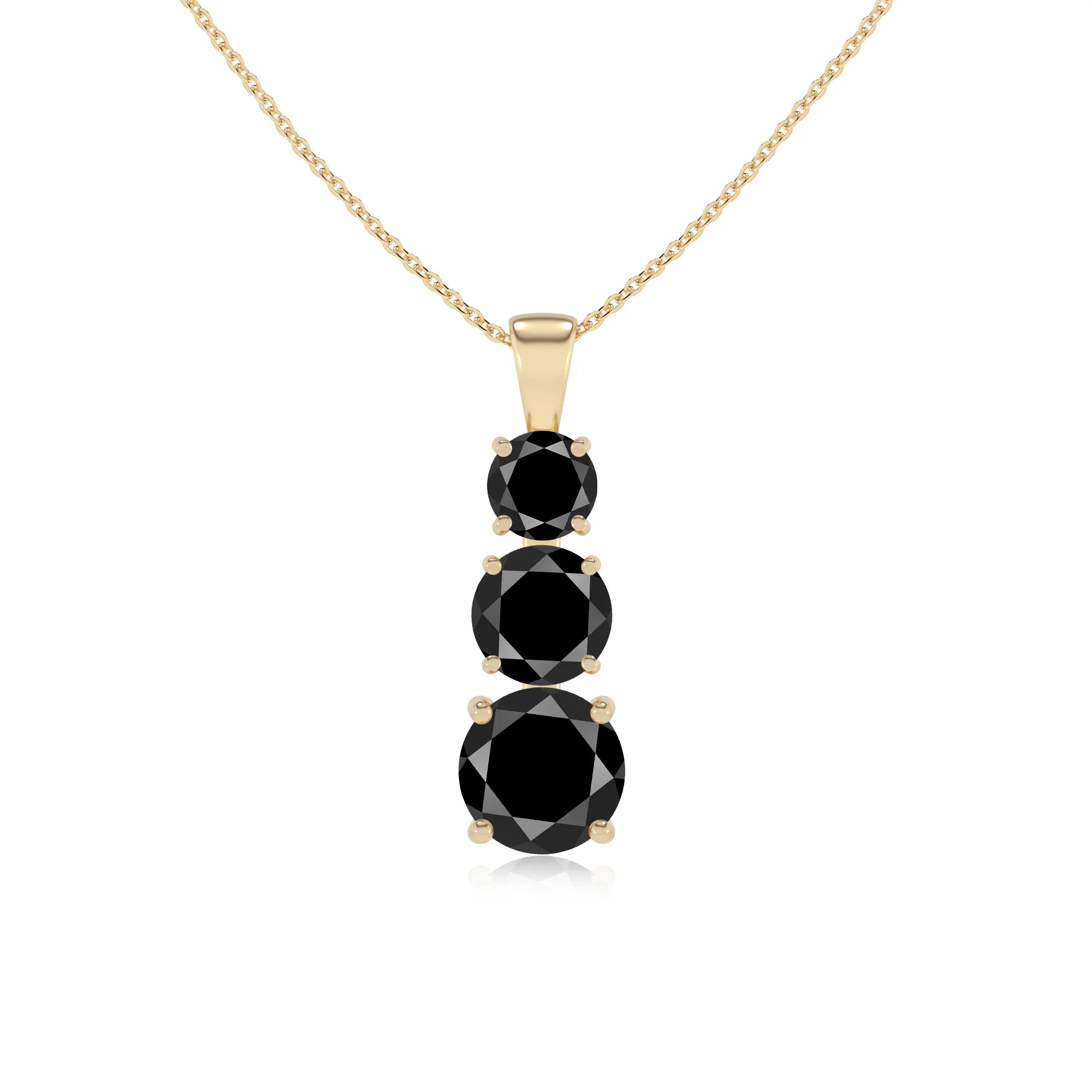 natural black-onyx round bar v-bale necklaces in yellow gold