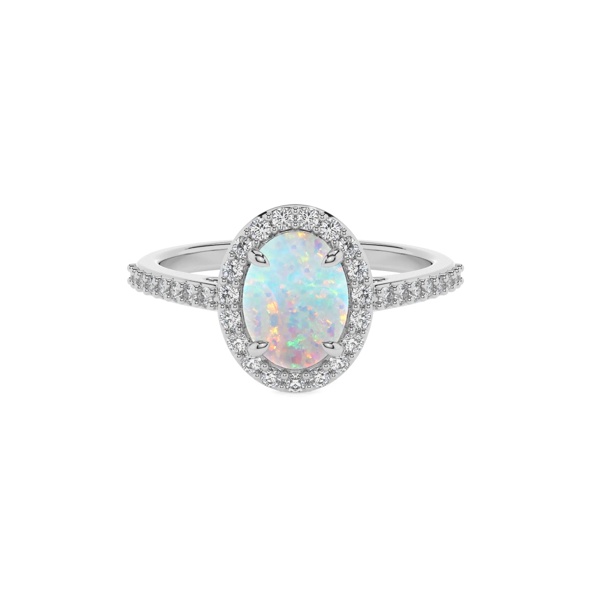 lab grown opal oval solitaire rings in sterling silver
