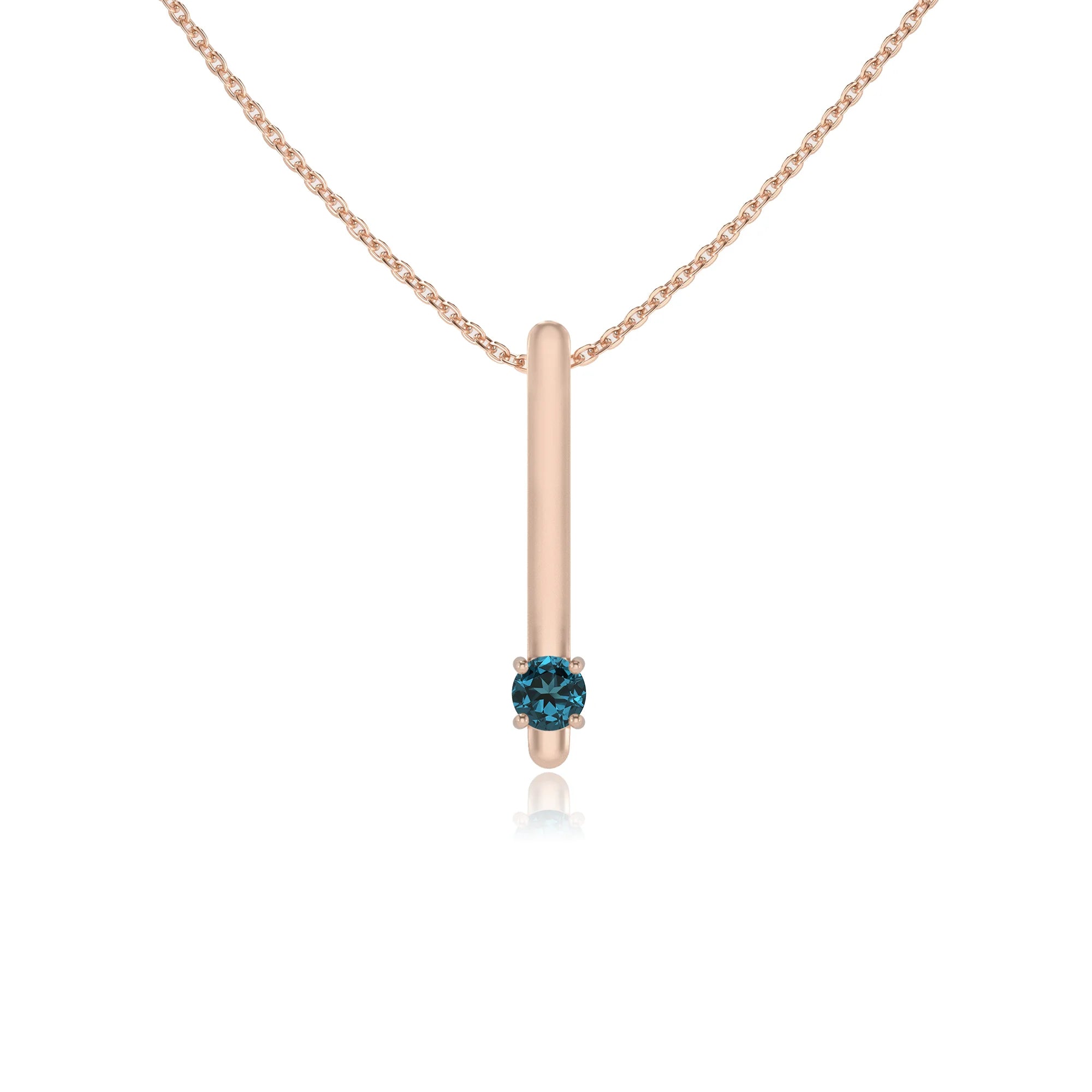 natural london-blue-topaz round bar necklaces in rose gold