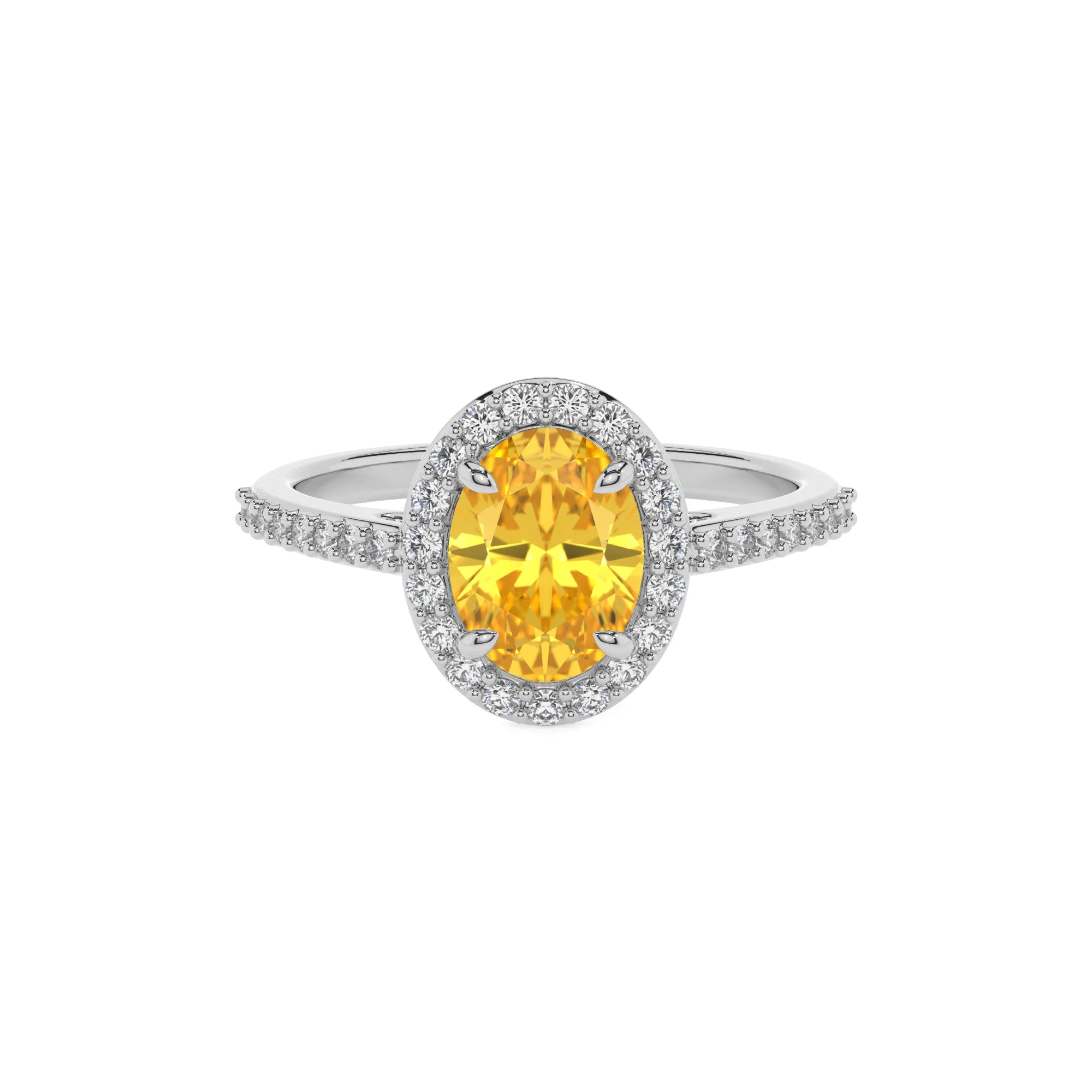 lab grown yellow-sapphire oval solitaire rings in white gold