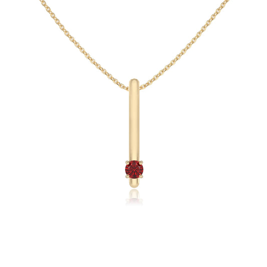 lab grown ruby round bar necklaces in yellow gold
