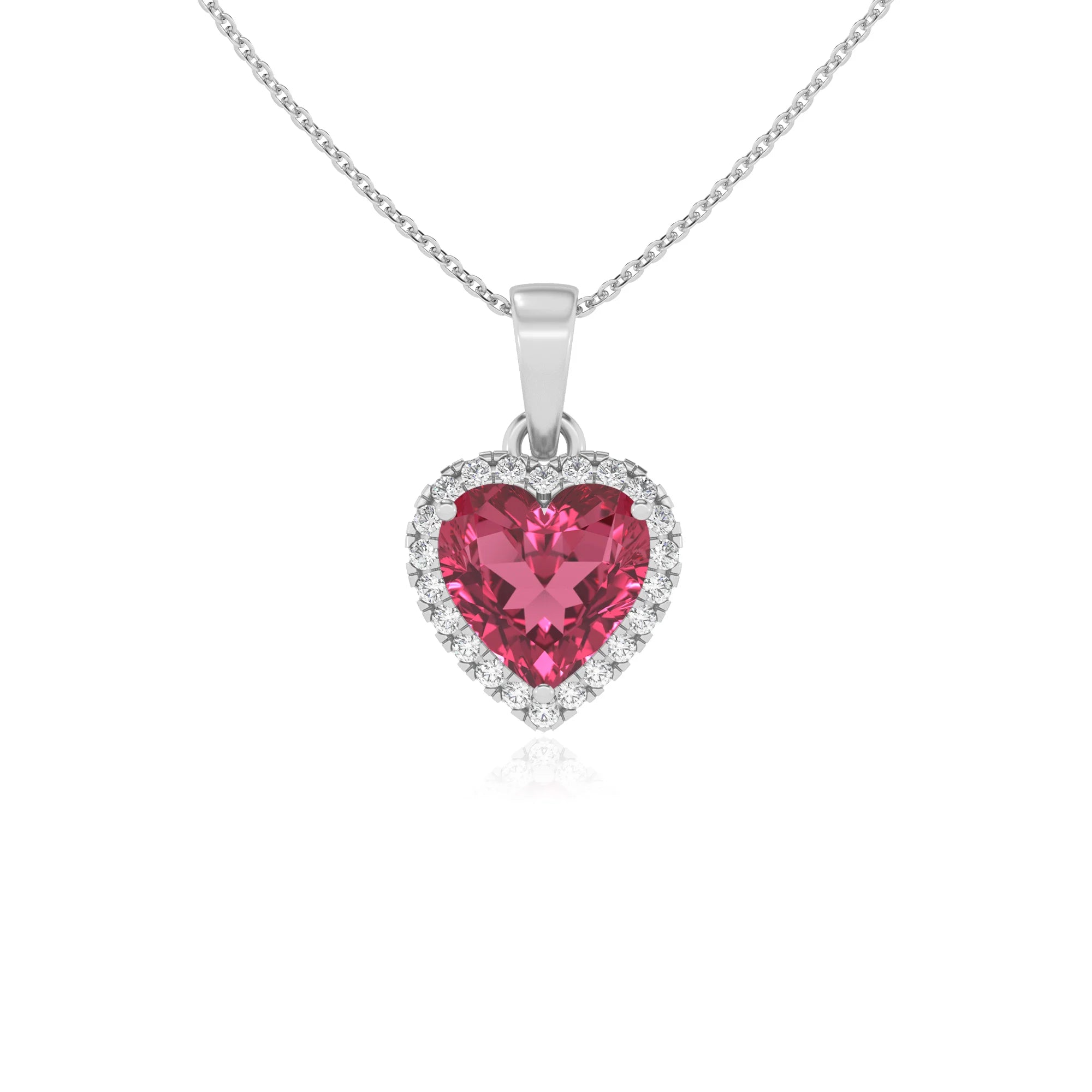 lab grown pink-tourmaline heart solitaire necklaces in sterling silver