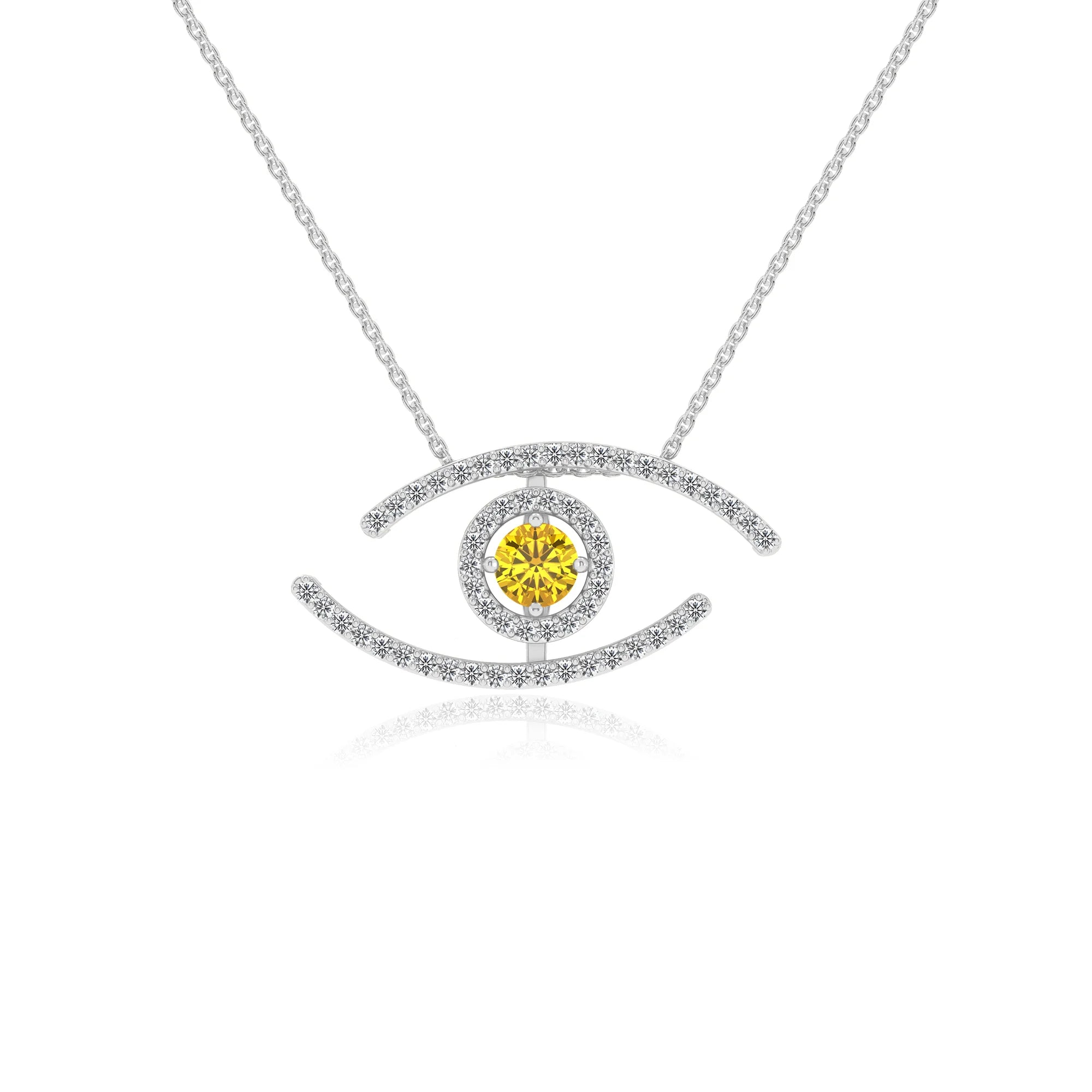 lab grown yellow-sapphire round solitaire necklaces in sterling silver