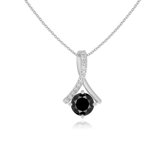 natural black-onyx round solitaire necklaces in white gold