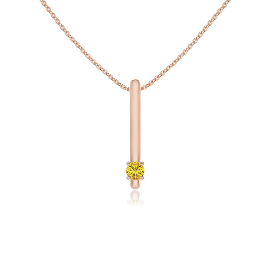 lab grown yellow-sapphire round bar necklaces in rose gold