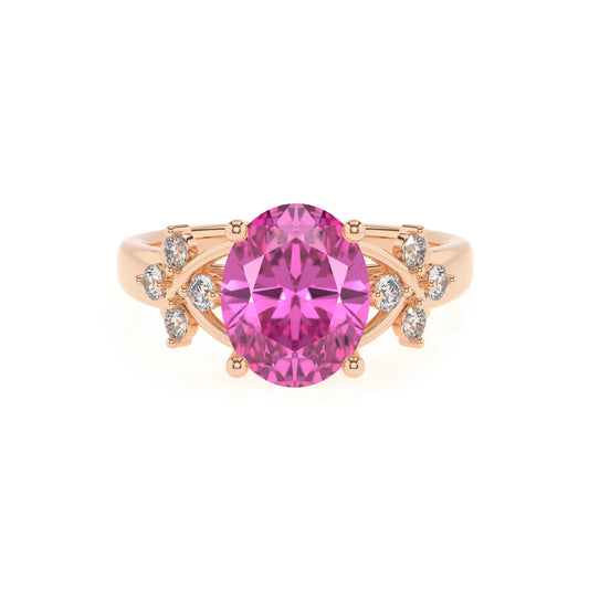 lab grown pink-sapphire oval solitaire rings in rose gold