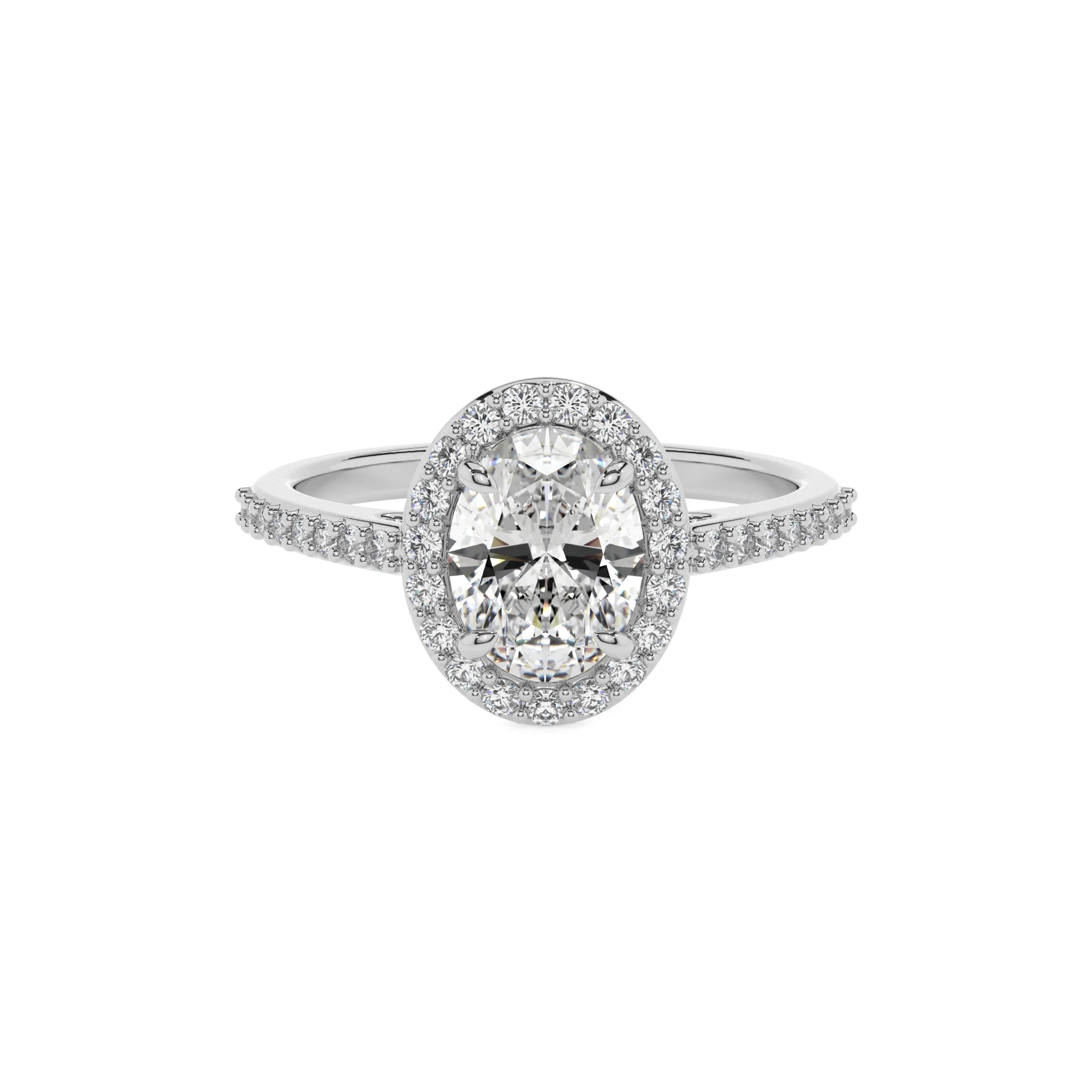 lab grown moissanite oval solitaire rings in white gold