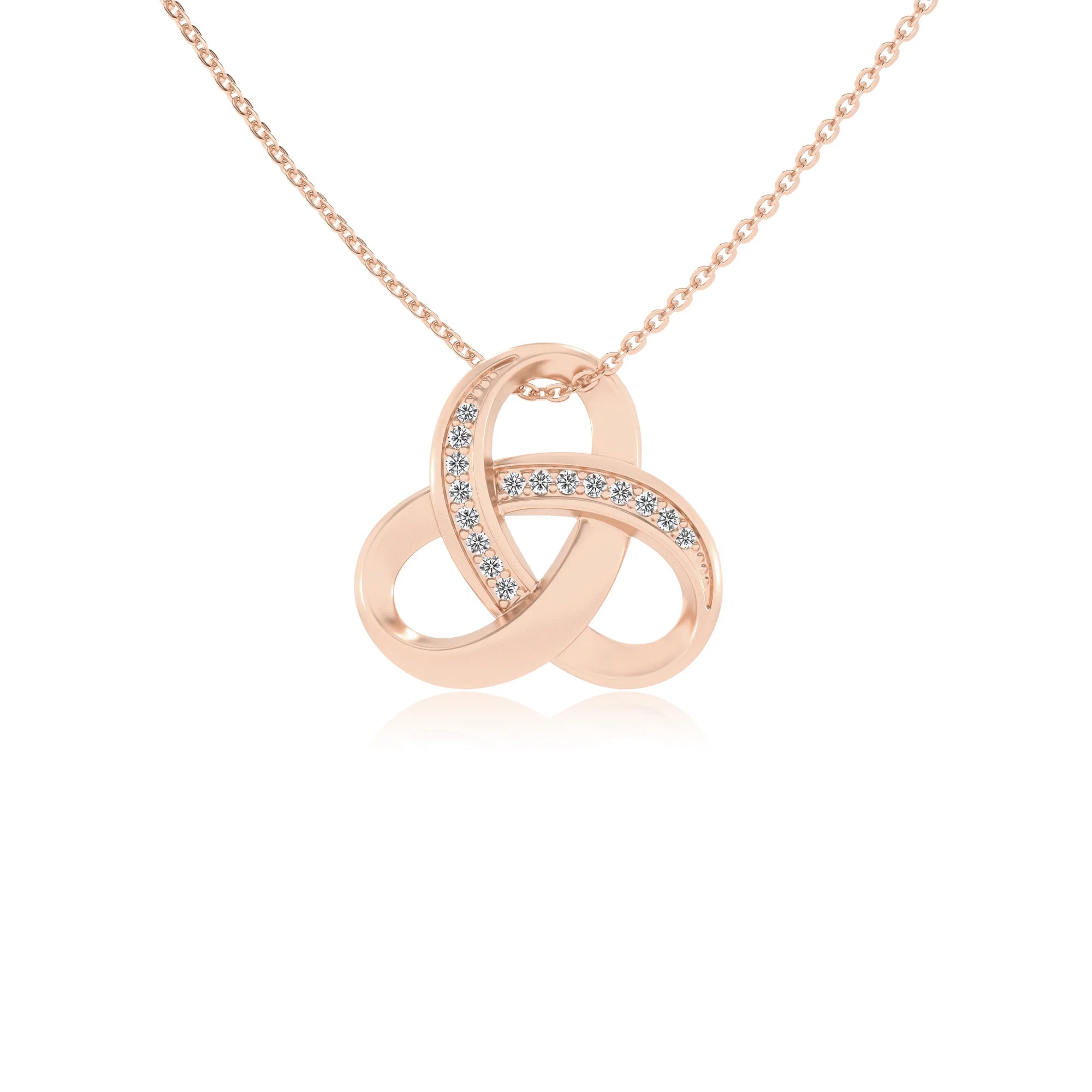 lab grown diamond round infinity necklaces in rose gold