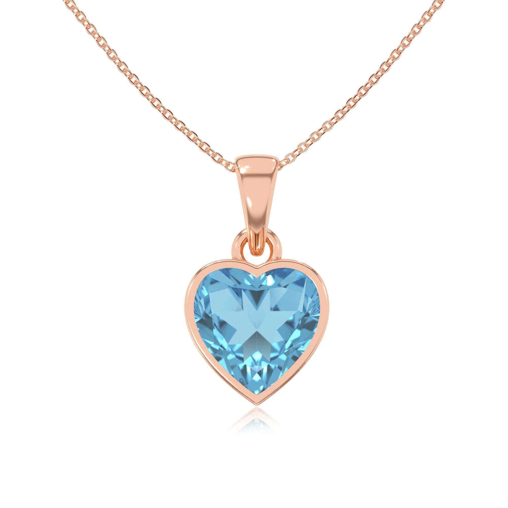 natural swiss-blue-topaz heart solitaire necklaces in rose gold