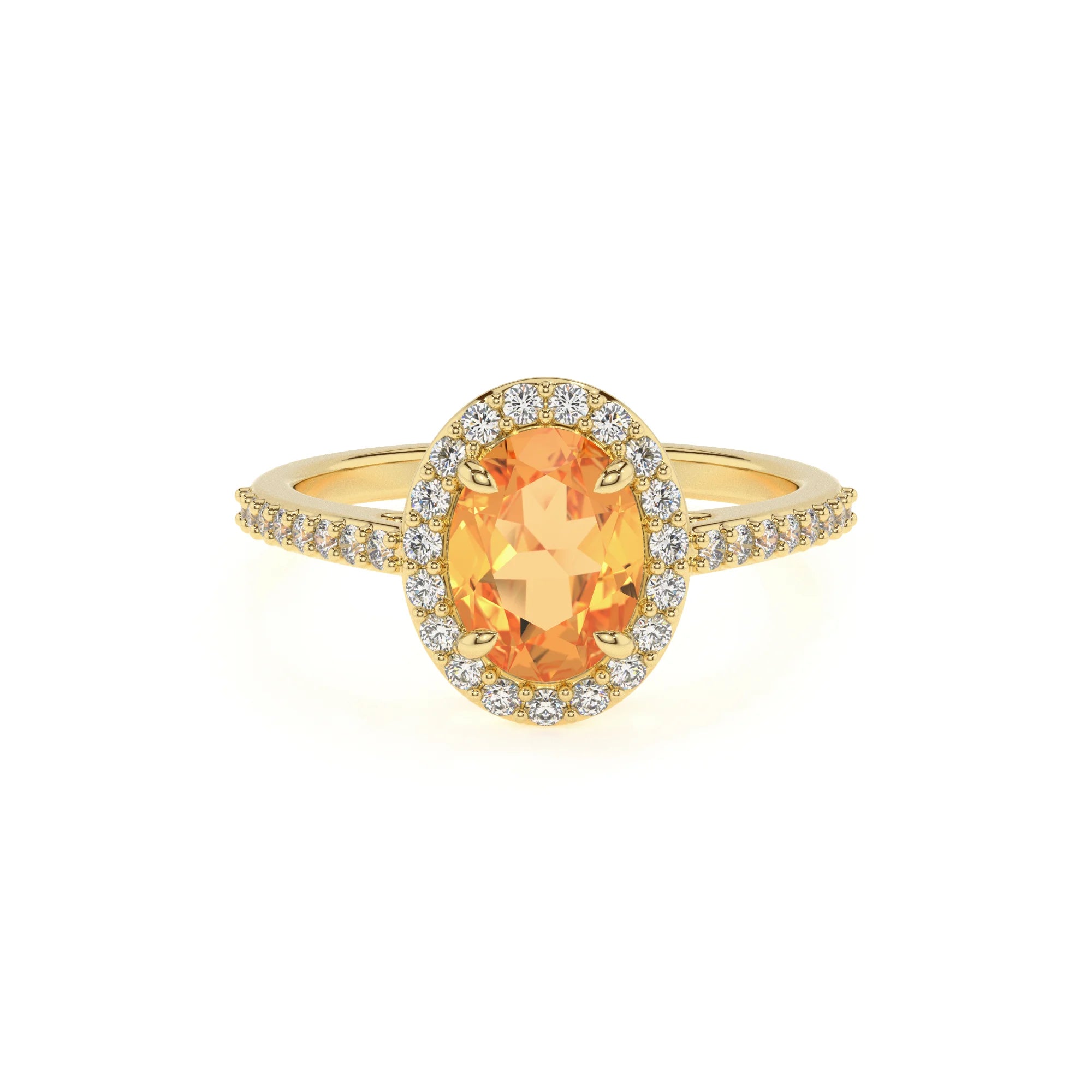 lab grown citrine oval solitaire rings in yellow gold