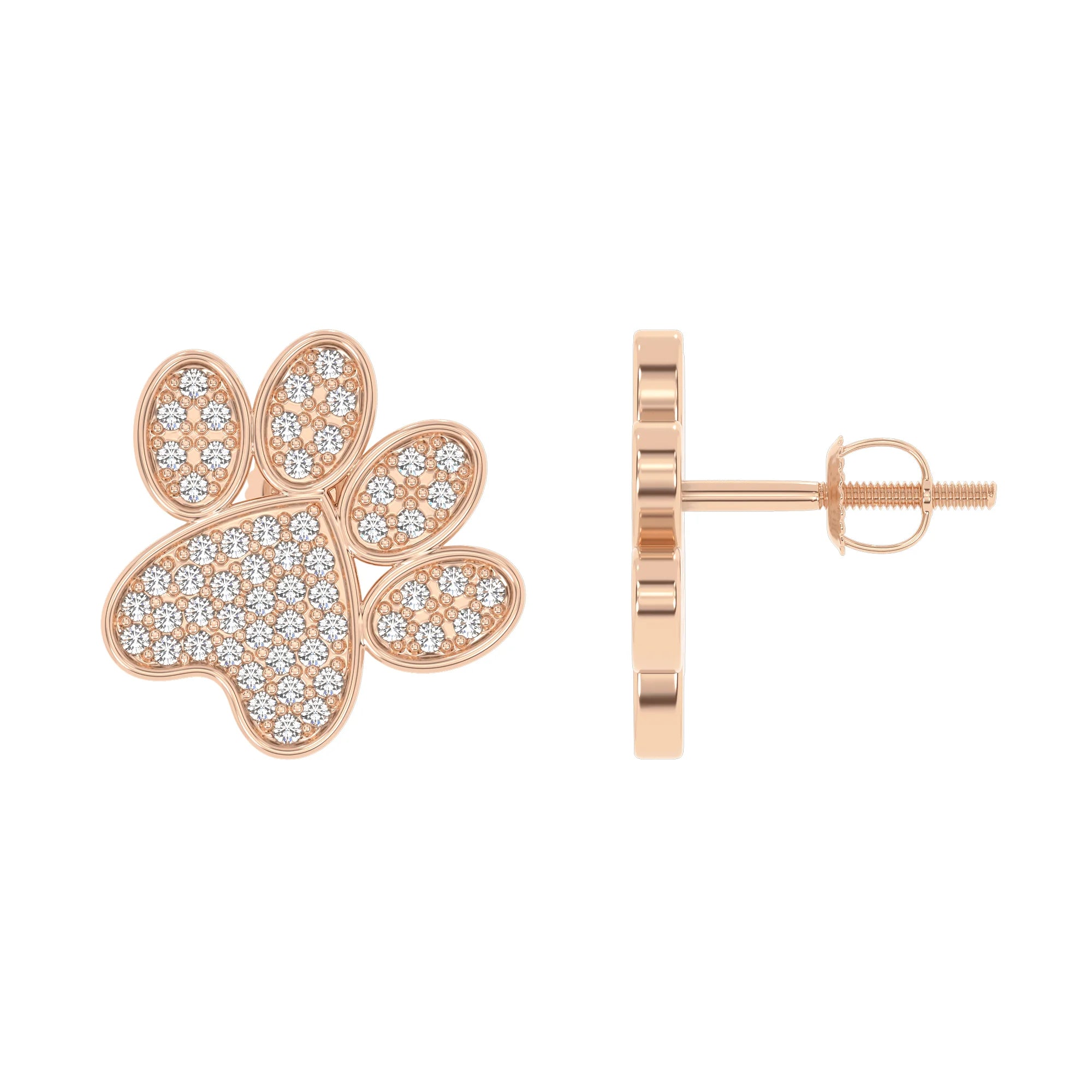 lab grown diamond round stud earrings in rose gold