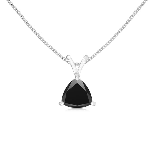 natural black-onyx trillion solitaire v-bale necklaces in sterling silver