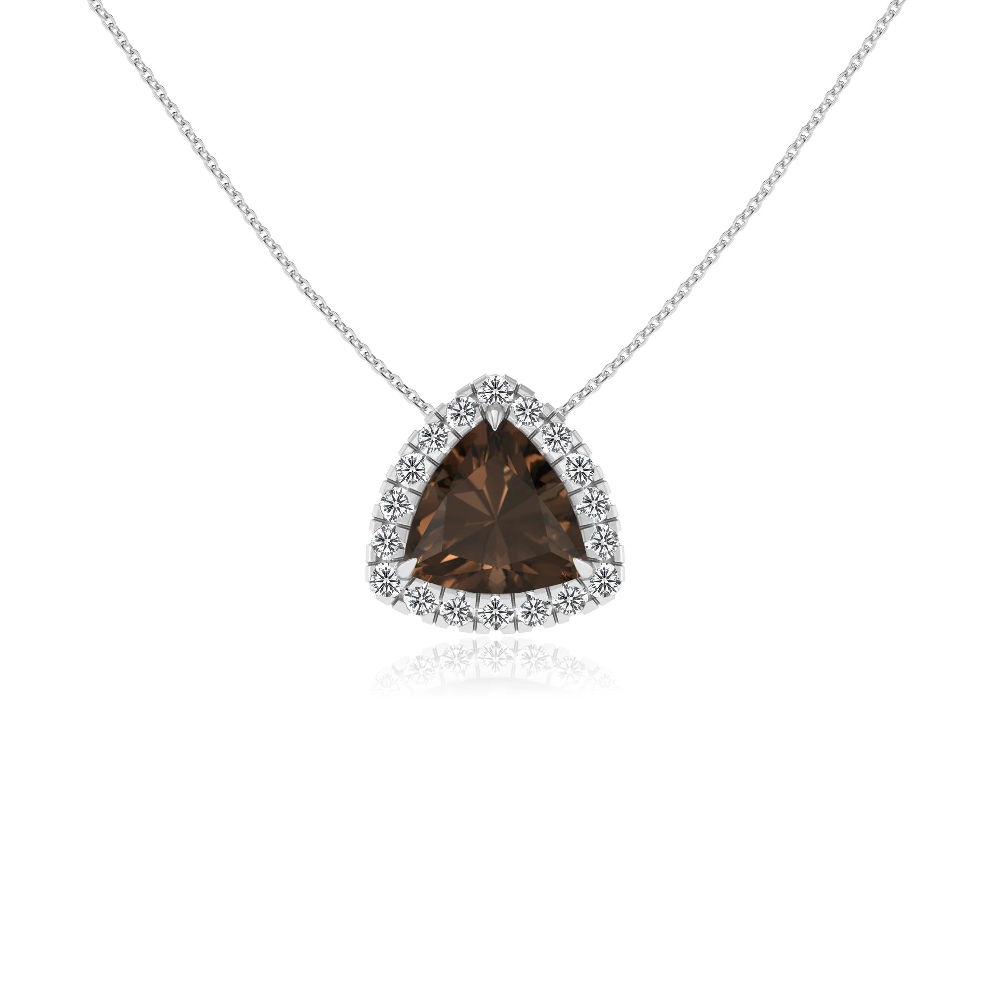natural smoky quartz trillion solitaire necklaces in platinum