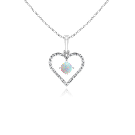 lab grown opal round infinity necklaces in platinum