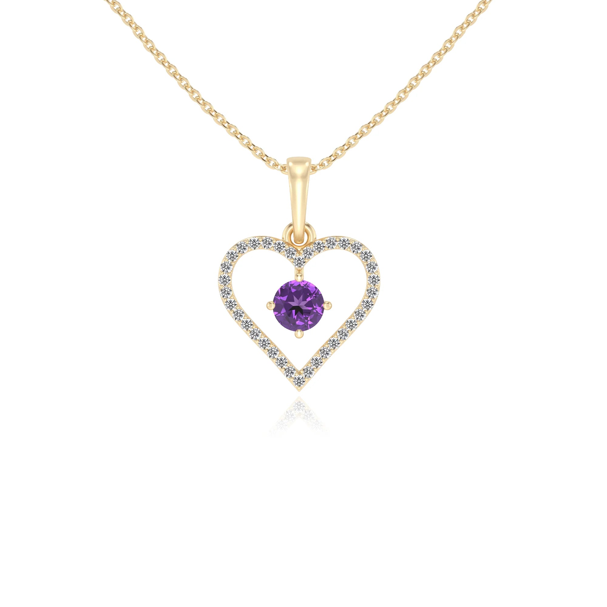 lab grown amethyst round infinity necklaces in yellow gold