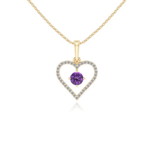 lab grown amethyst round infinity necklaces in yellow gold