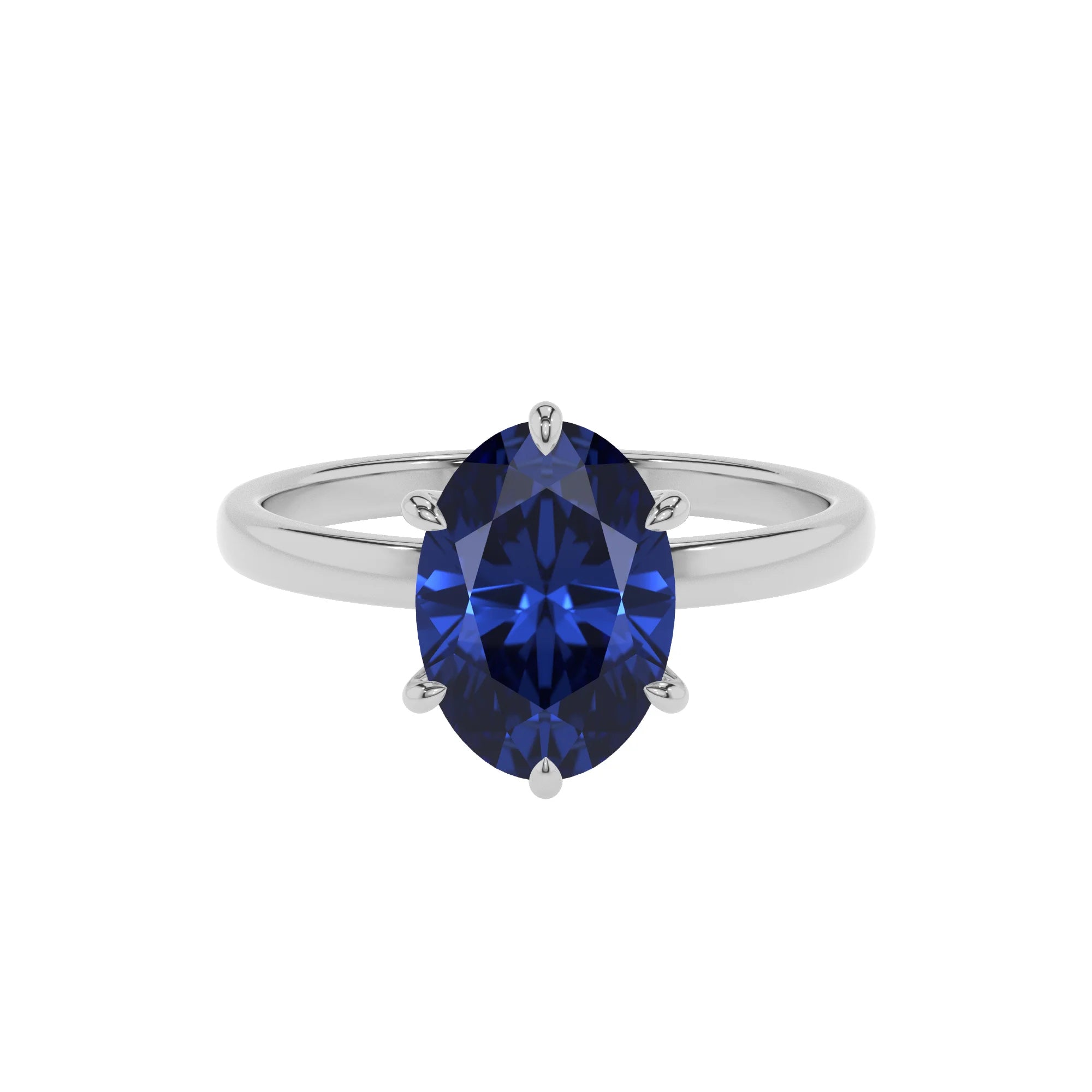 lab grown blue-sapphire oval solitaire rings in platinum