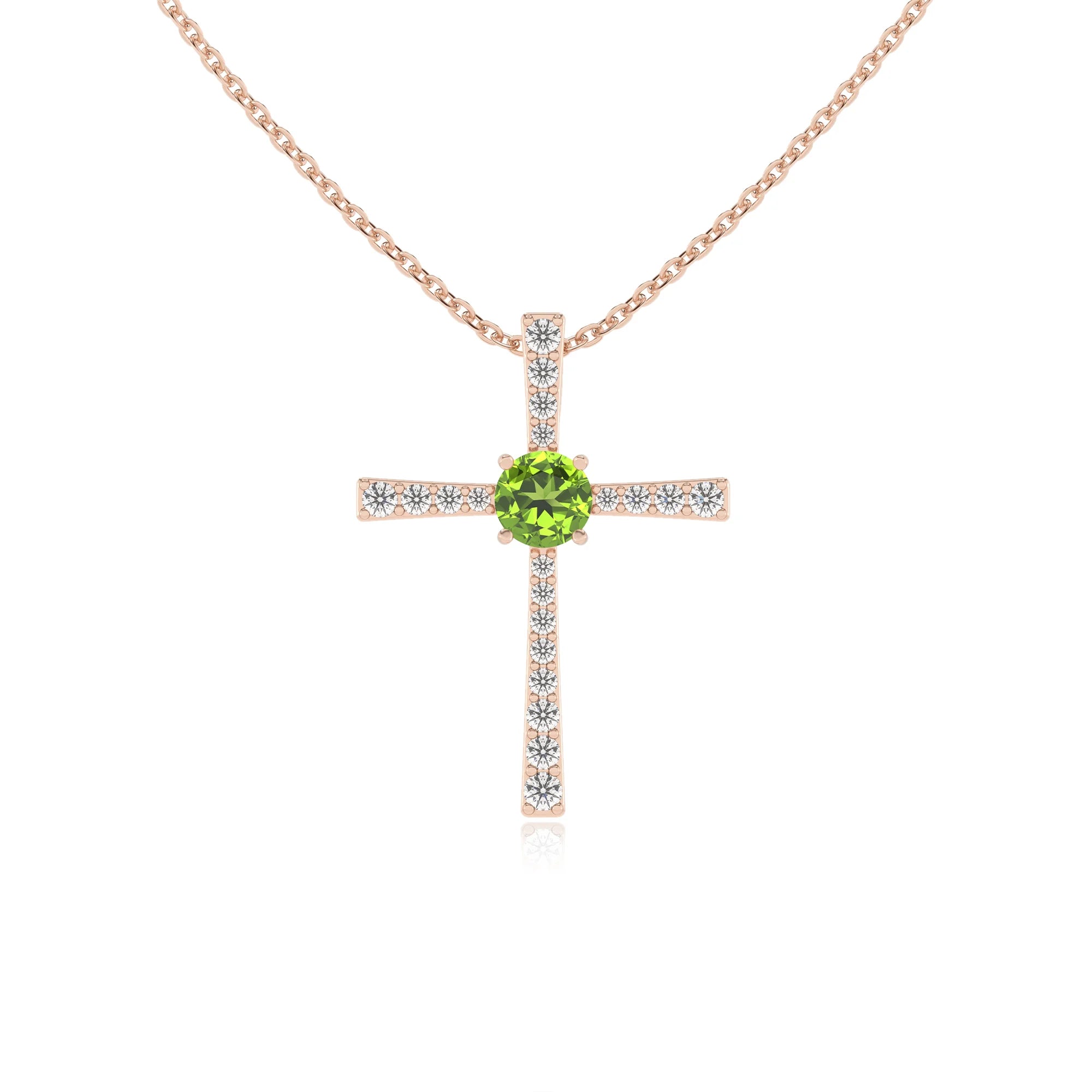 natural peridot round infinity necklaces in rose gold