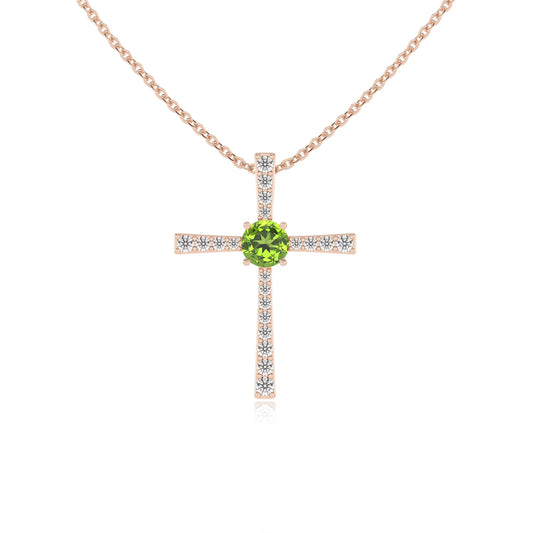 natural peridot round infinity necklaces in rose gold