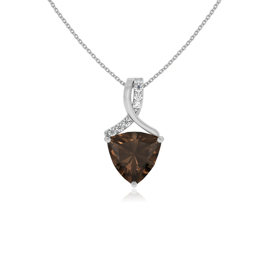natural smoky-quartz trillion solitaire necklaces in white gold