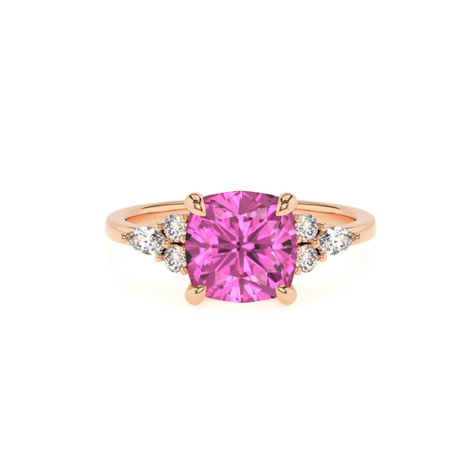 lab grown pink-sapphire cushion solitaire rings in rose gold