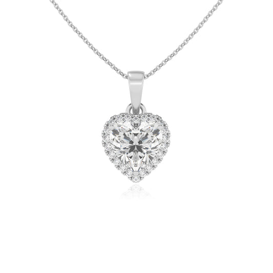 lab grown moissanite heart solitaire necklaces in sterling silver