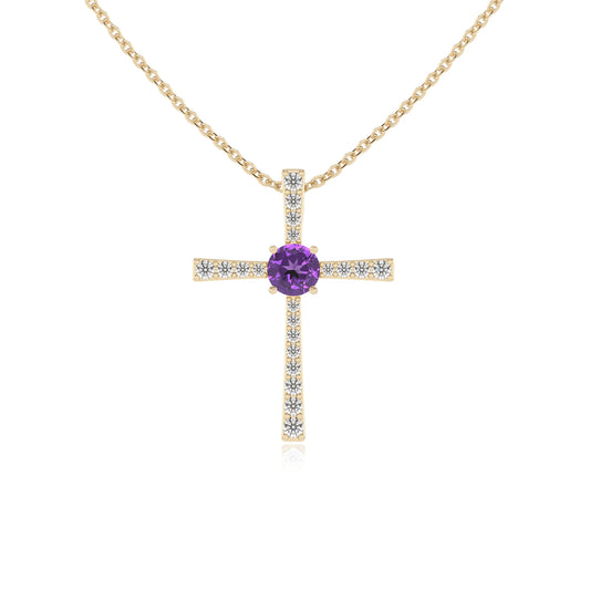 lab grown amethyst round infinity necklaces in yellow gold