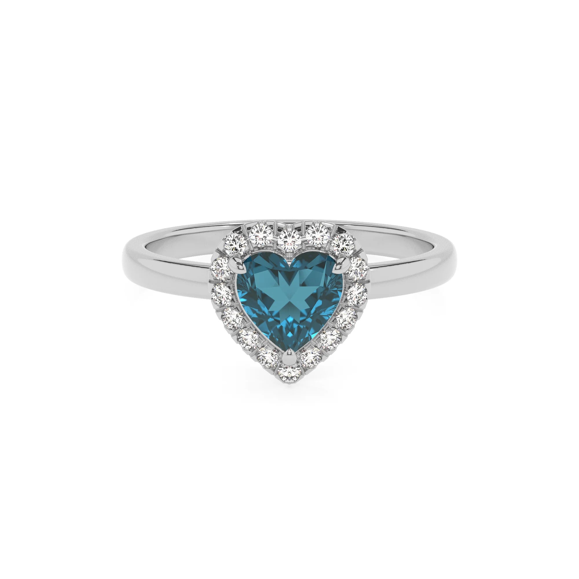 natural london-blue-topaz heart solitaire rings in sterling silver