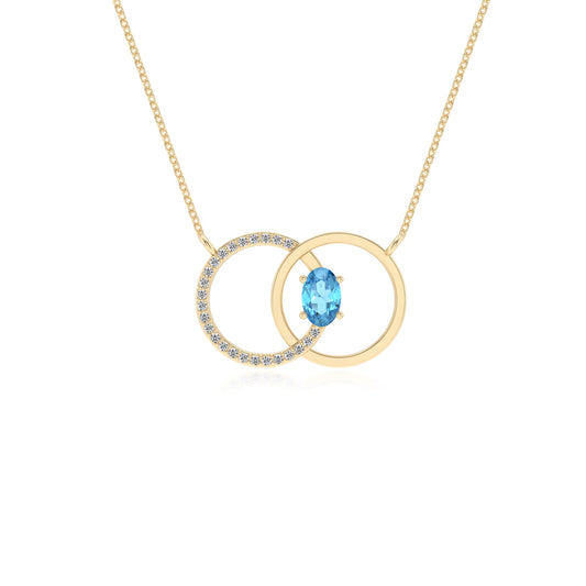 natural swiss blue topaz oval solitaire necklaces in yellow gold